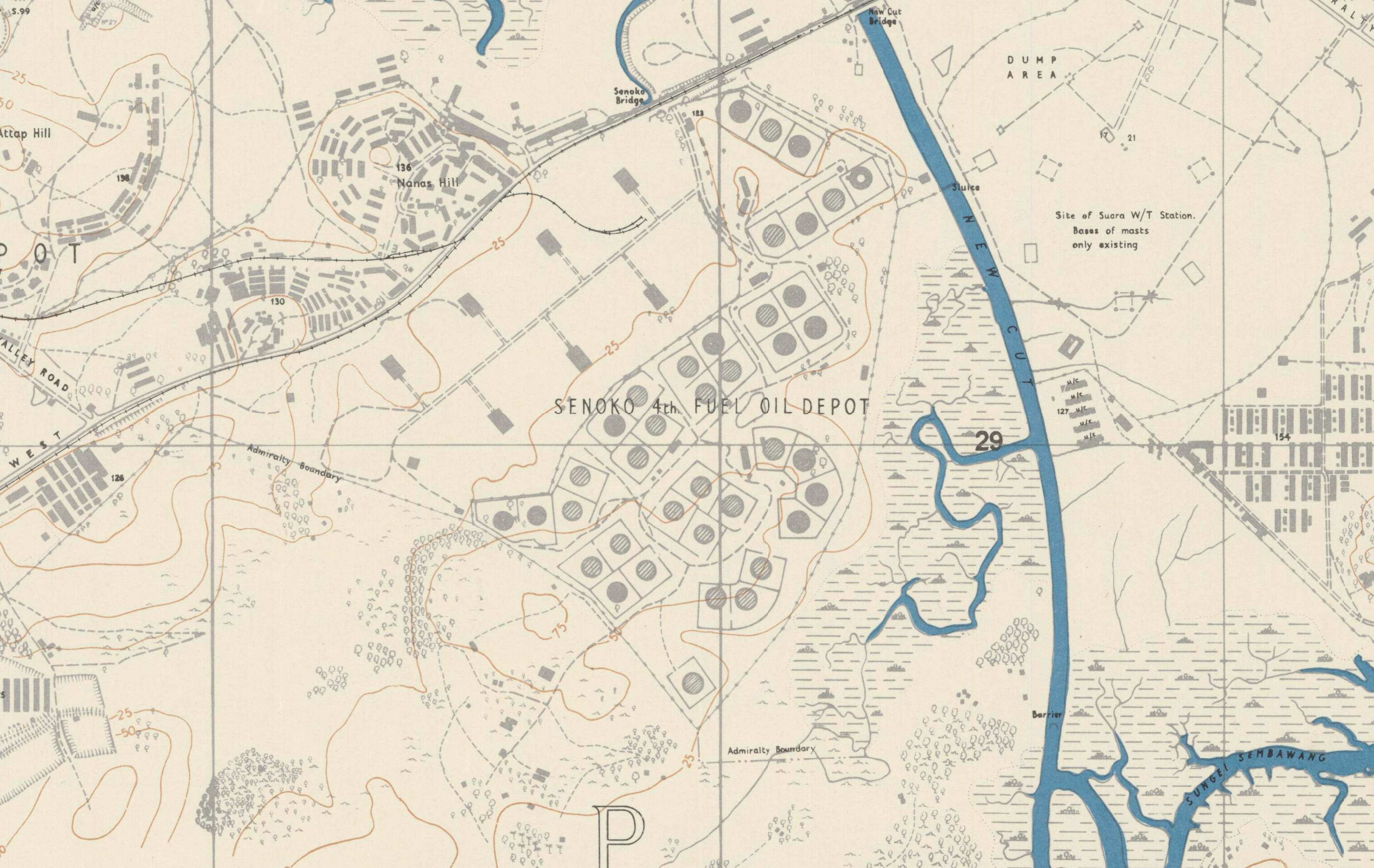 Map depicting the Senoko 4th Fuel Oil Depot at Singapore Naval Base.