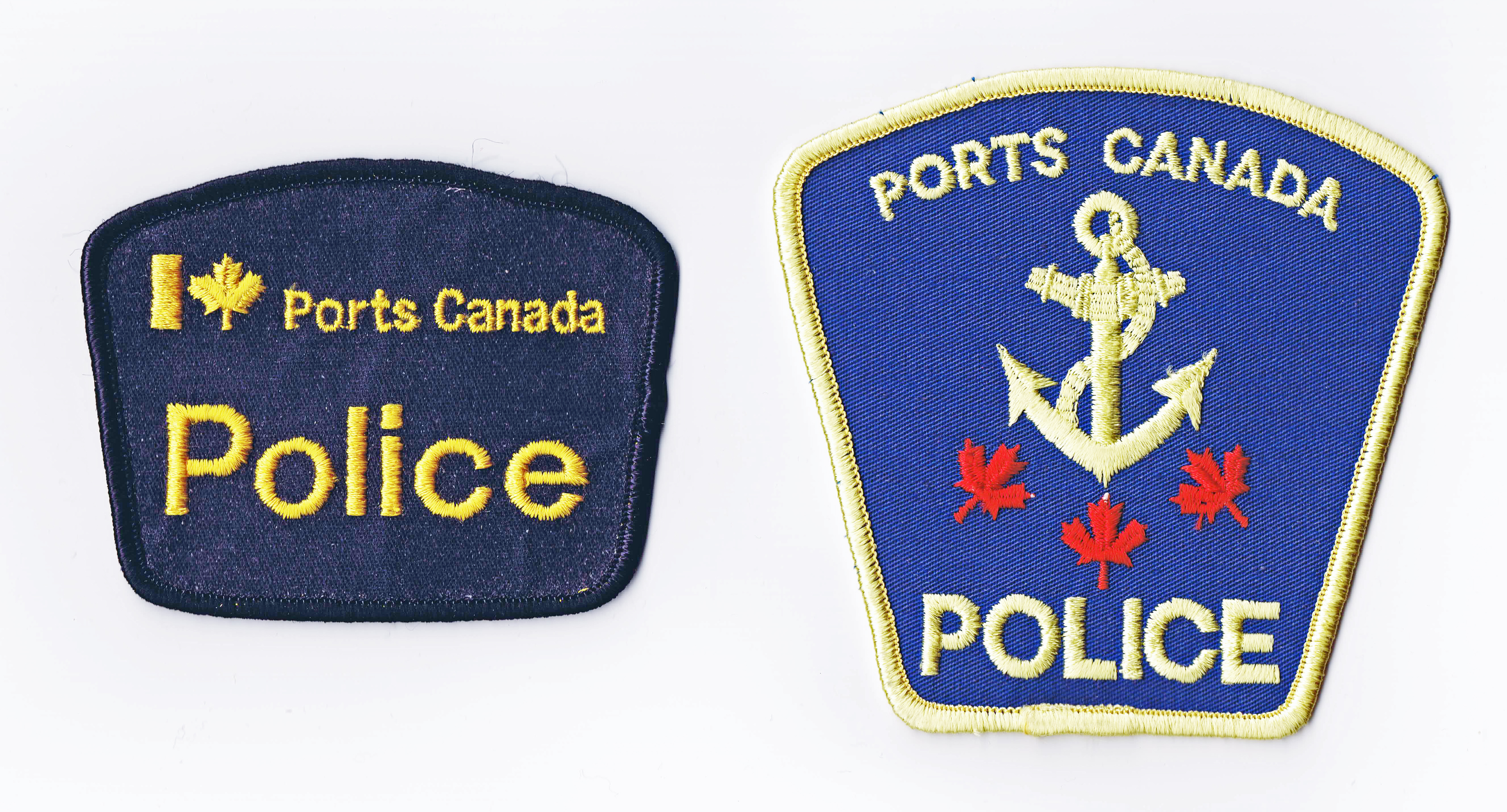 Photograph depicting shoulder patches from Canada's port police.