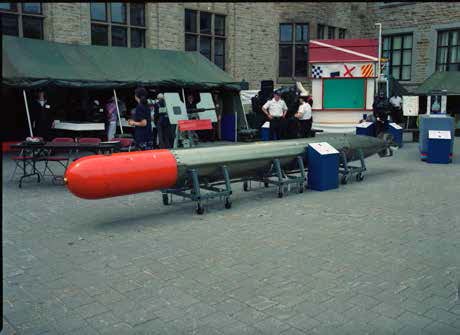 Soviet torpedo on display in the Canadian War Museum at 330 Sussex Drive, Ottawa, July 1998; Canadian War Museum, CWM2023-0015-0001-N