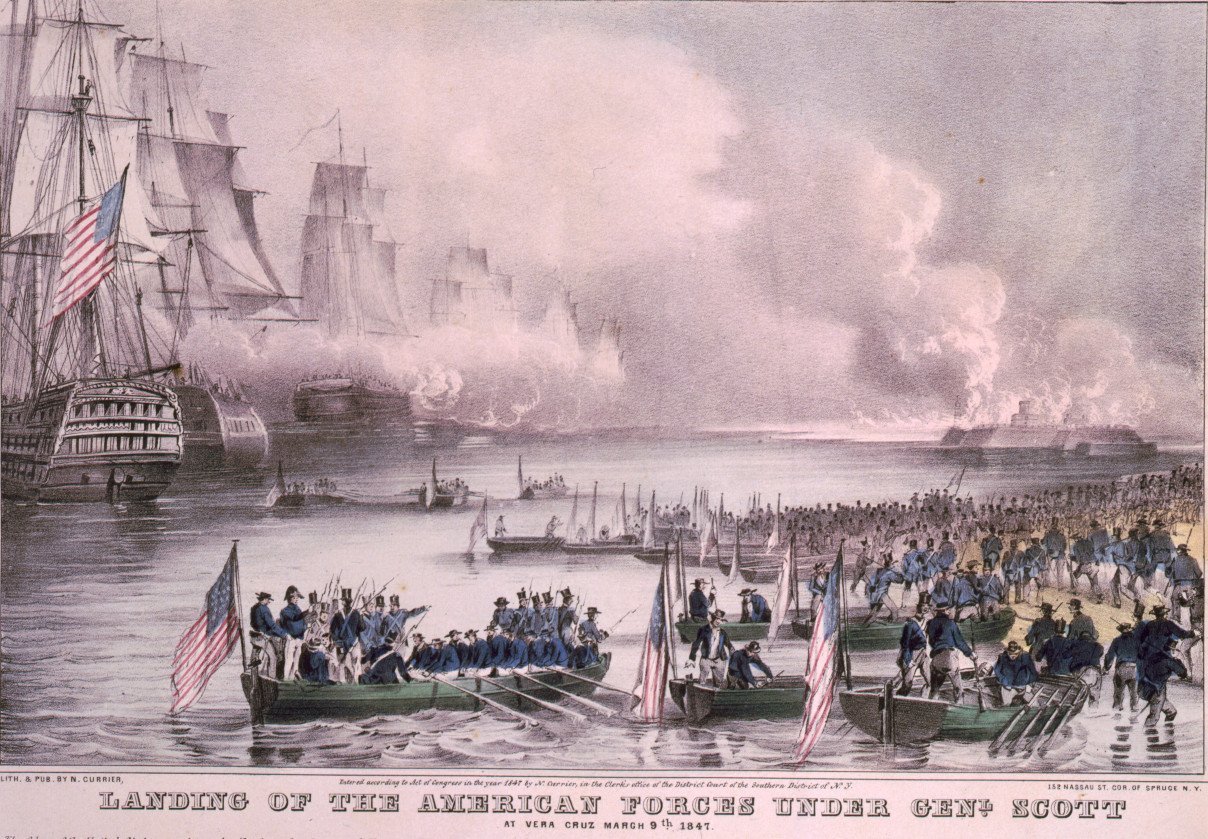 Landing of the American Force Under General Scott at Vera Cruz, 9 March 1847. Lithograph by N. Currier.