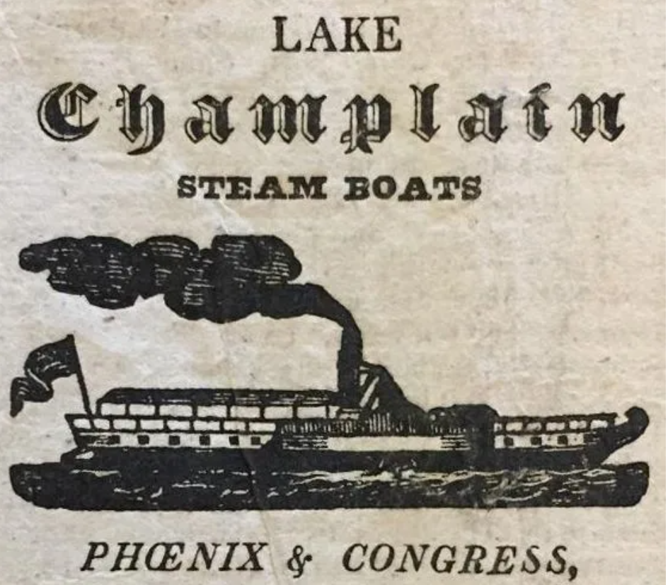 An 1827 notice for steamboats Phoenix and Congress.