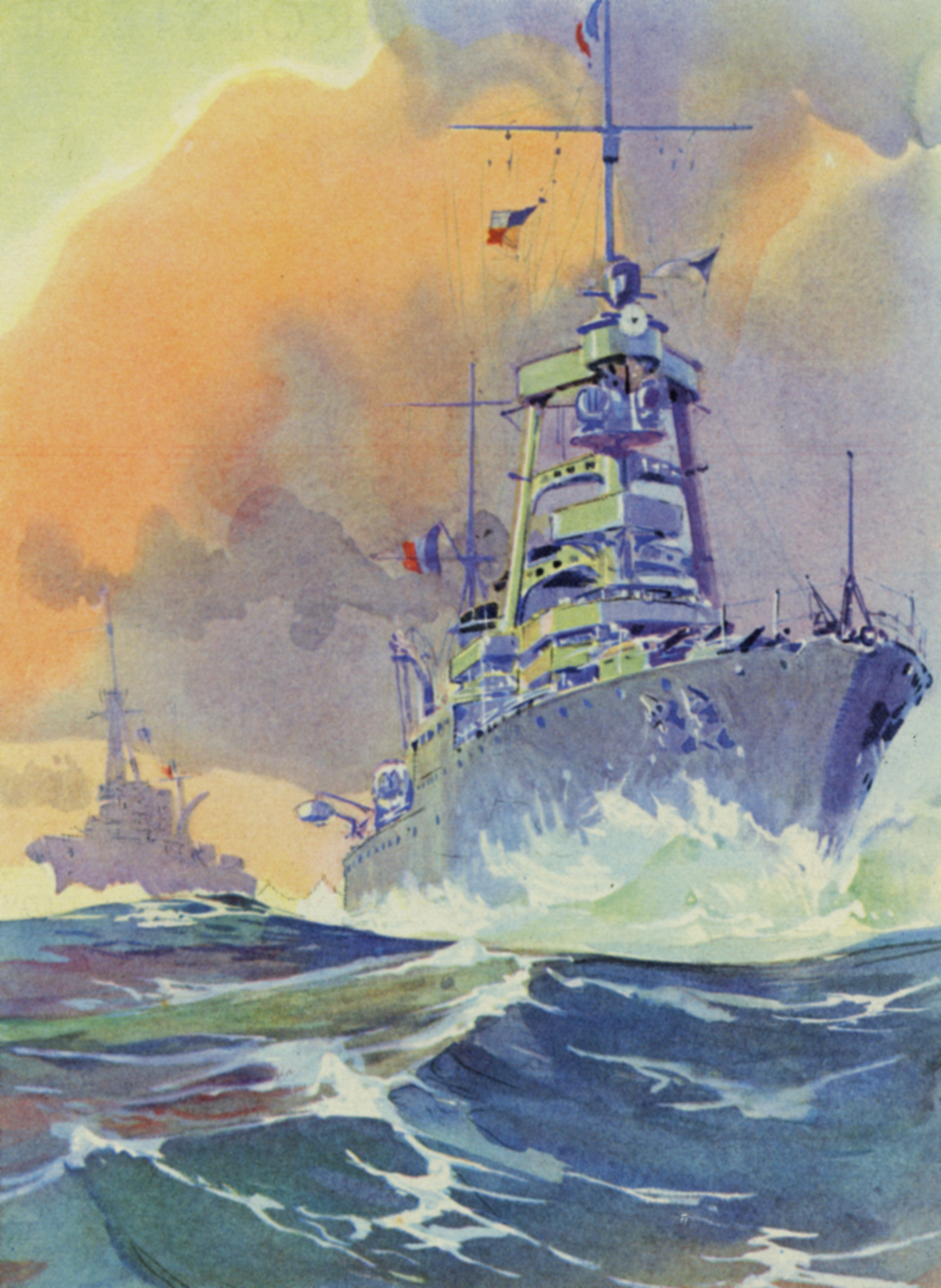 A painting of Marine Nationale Cruisers.