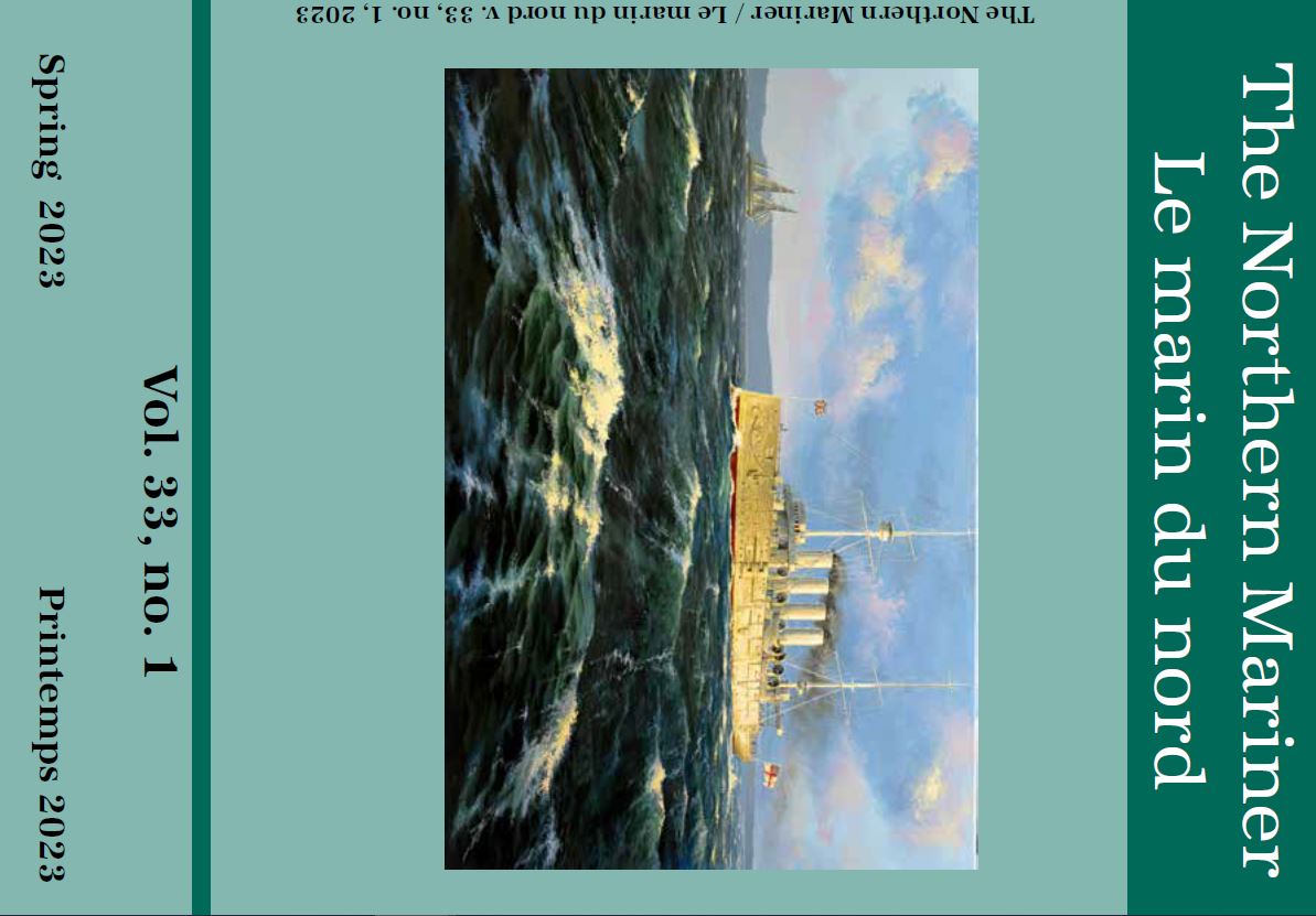Journal cover with painting “HMCS Niobe at Daybreak, 1914.” Painting reproduced with the permission of the artist, Peter Rindlisbacher.