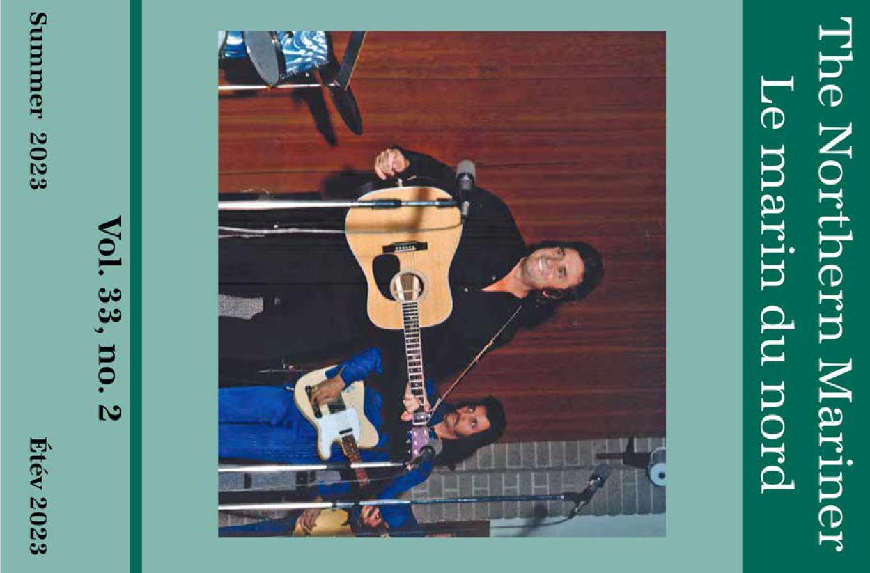 The journal's title page with an image of Johnny Cash during his performance at the Naval War College in 1975