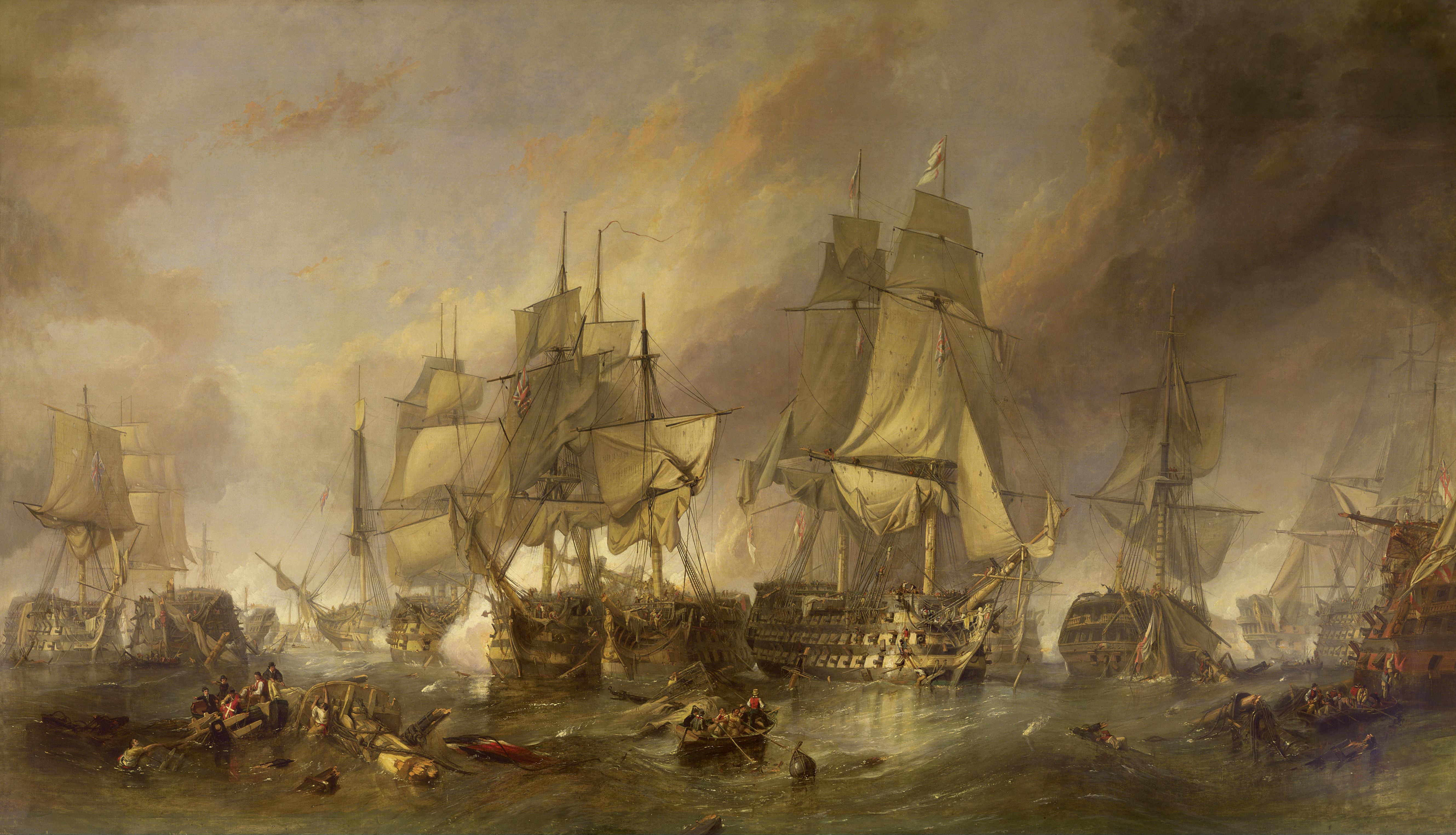 Painting of The Battle of Trafalgar by William Clarkson Stanfield